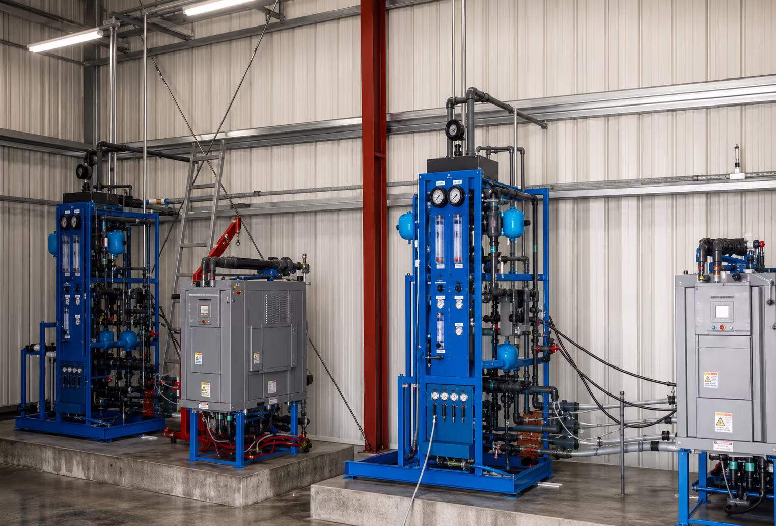 Water-treatment skids with instrumentation and control panels
