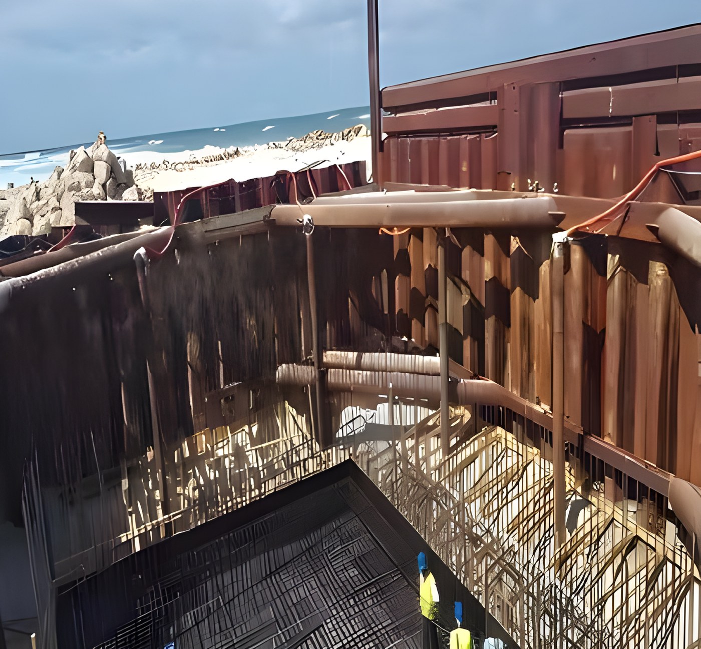 Concrete works on the shore of the Sidi Kerir power plant